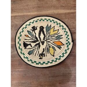 Wounaan Embera Tribe Panamanian Coil Basket‎ Tribal Art Bird Hand Woven